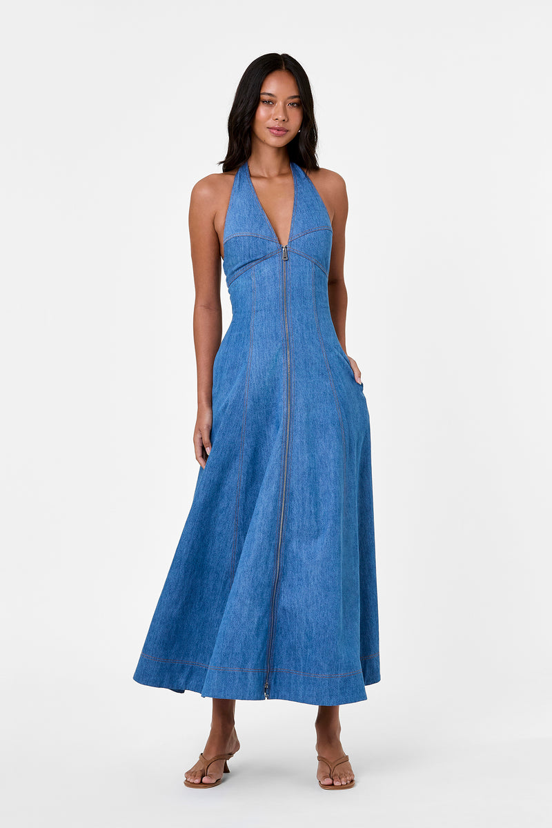 ELSA DRESS - LIGHT WASH