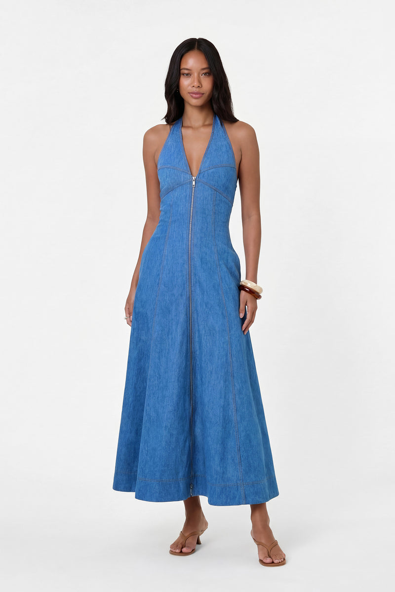 ELSA DRESS - LIGHT WASH