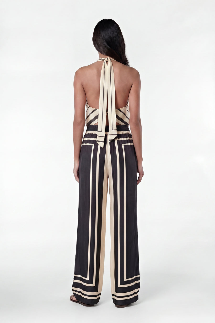 SANDRA PANT - BLACK IVORY SCARF PRINT
