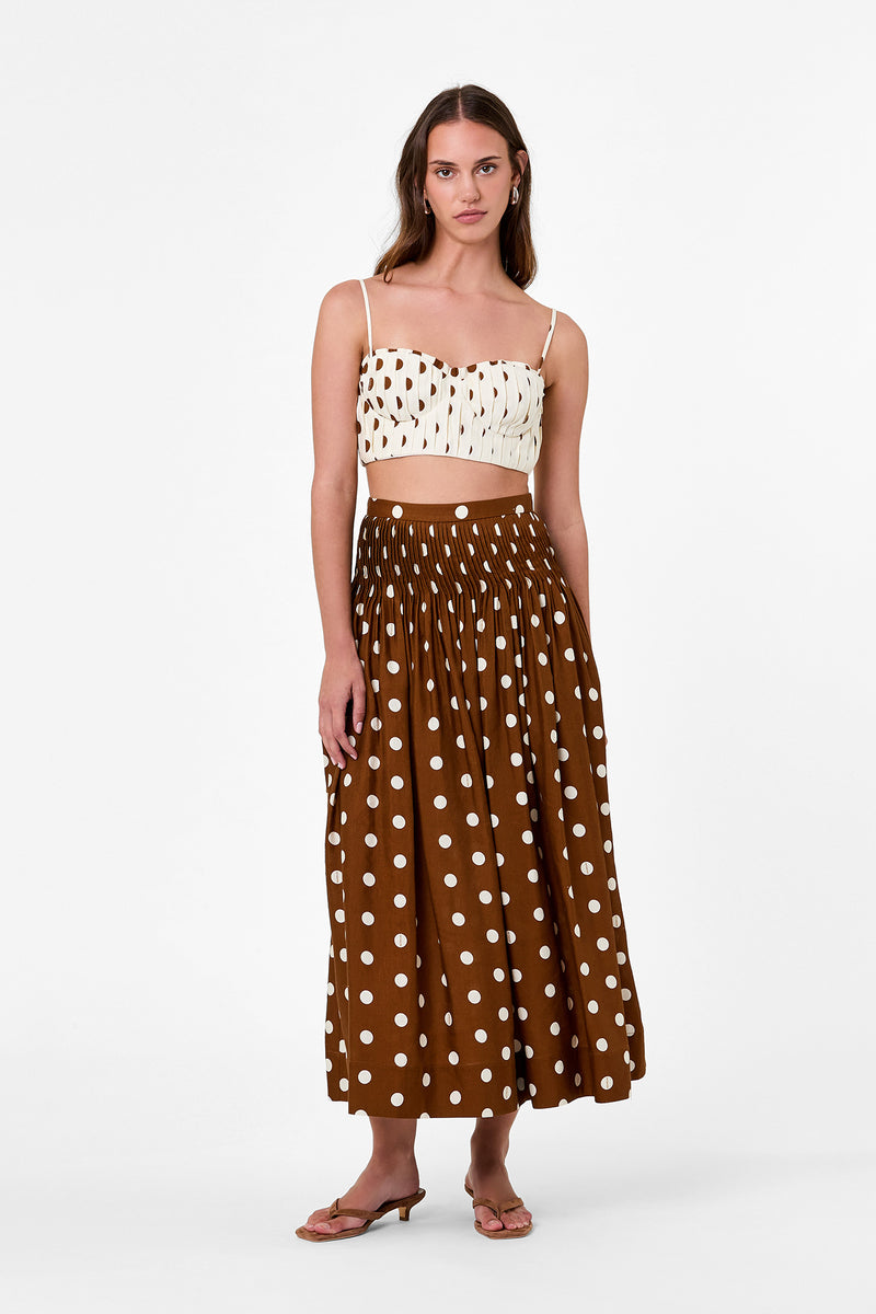 CRINA TOP - IVORY SPICE POLKA DOT