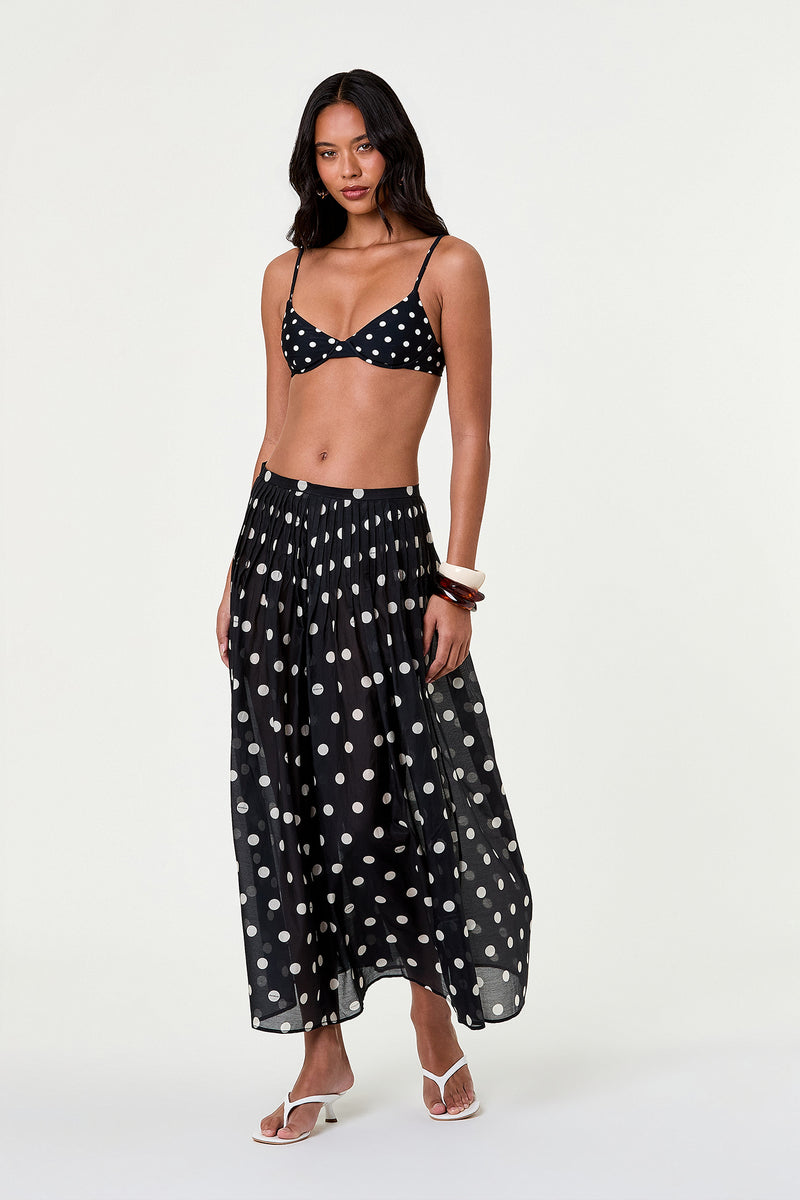 MARIT SKIRT - BLACK IVORY POLKA DOT