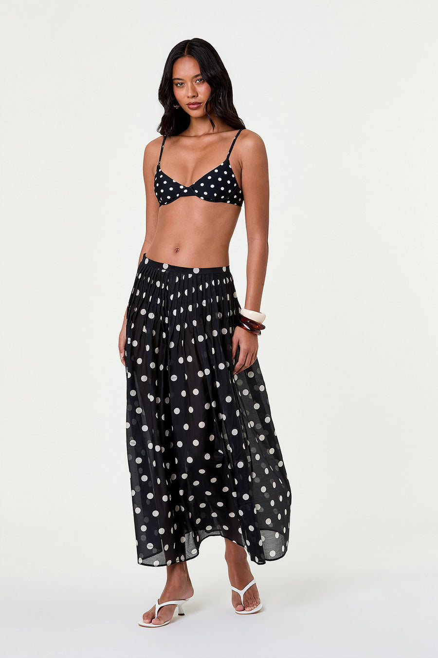 MARIT SKIRT - BLACK IVORY POLKA DOT