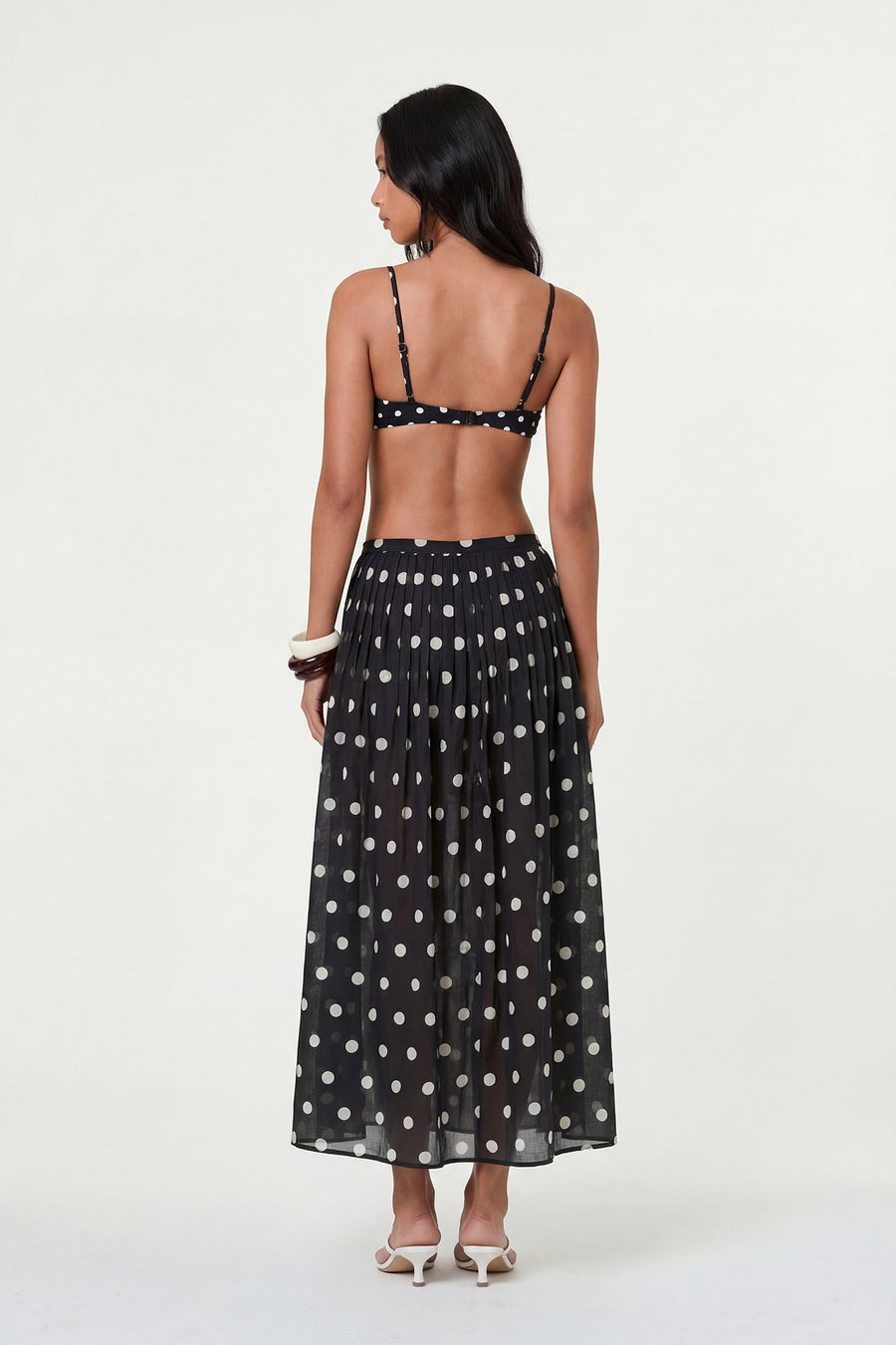 MARIT SKIRT - BLACK IVORY POLKA DOT