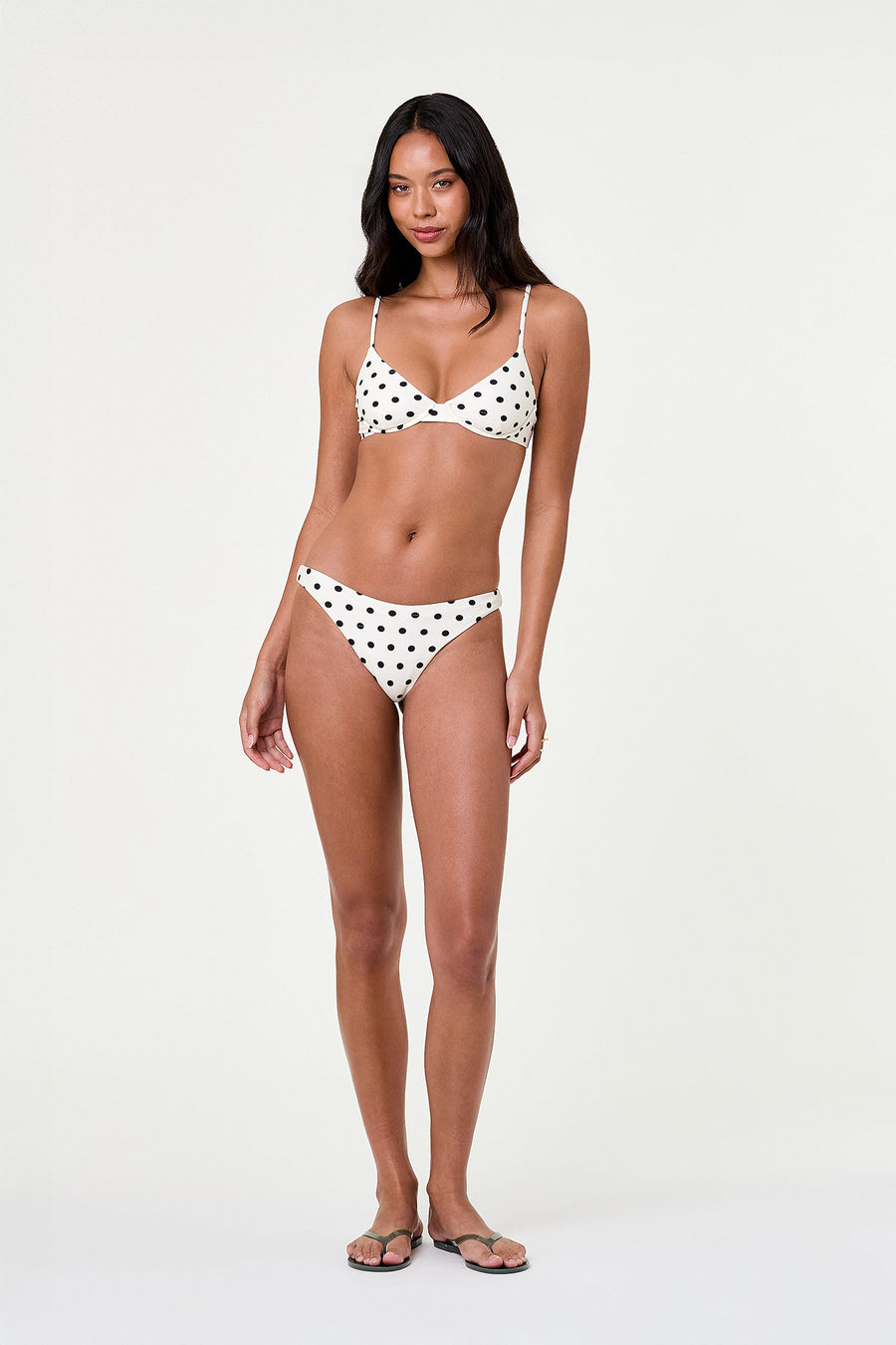 DENIZ BIKINI TOP - IVORY BLACK POLKA DOT