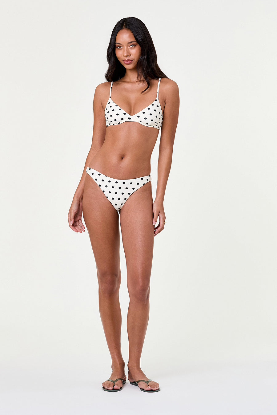 MIRA BIKINI BOTTOM - IVORY BLACK POLKA DOT