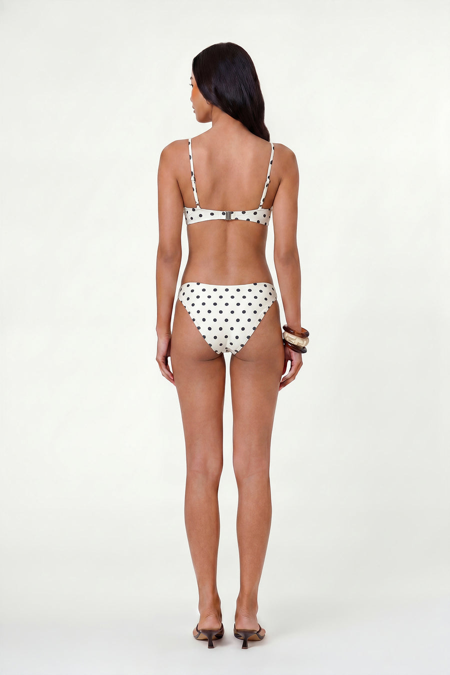 MIRA BIKINI BOTTOM - IVORY BLACK POLKA DOT