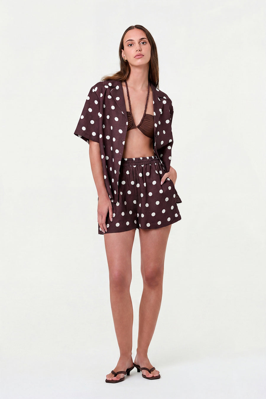 SONORA SHIRT - ESPRESSO IVORY POLKA DOT
