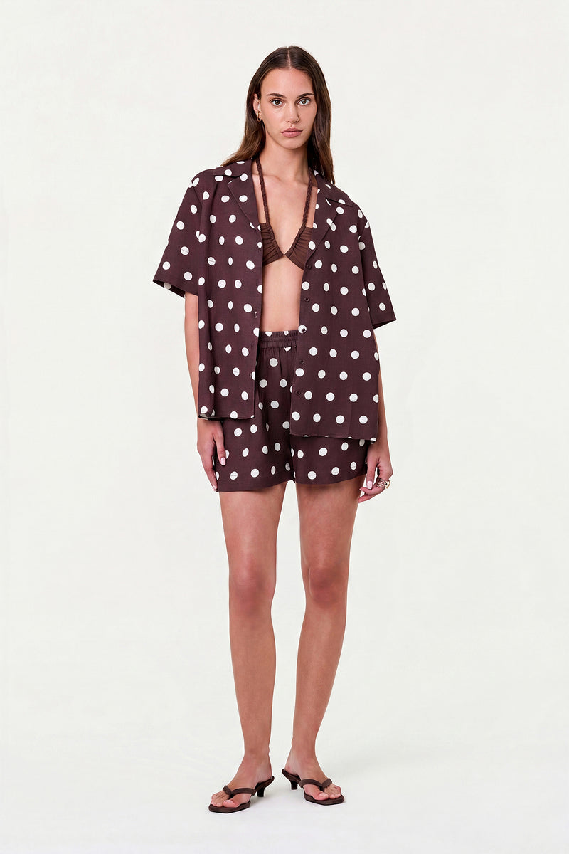 ADELAIDE SHORT - ESPRESSO IVORY POLKA DOT