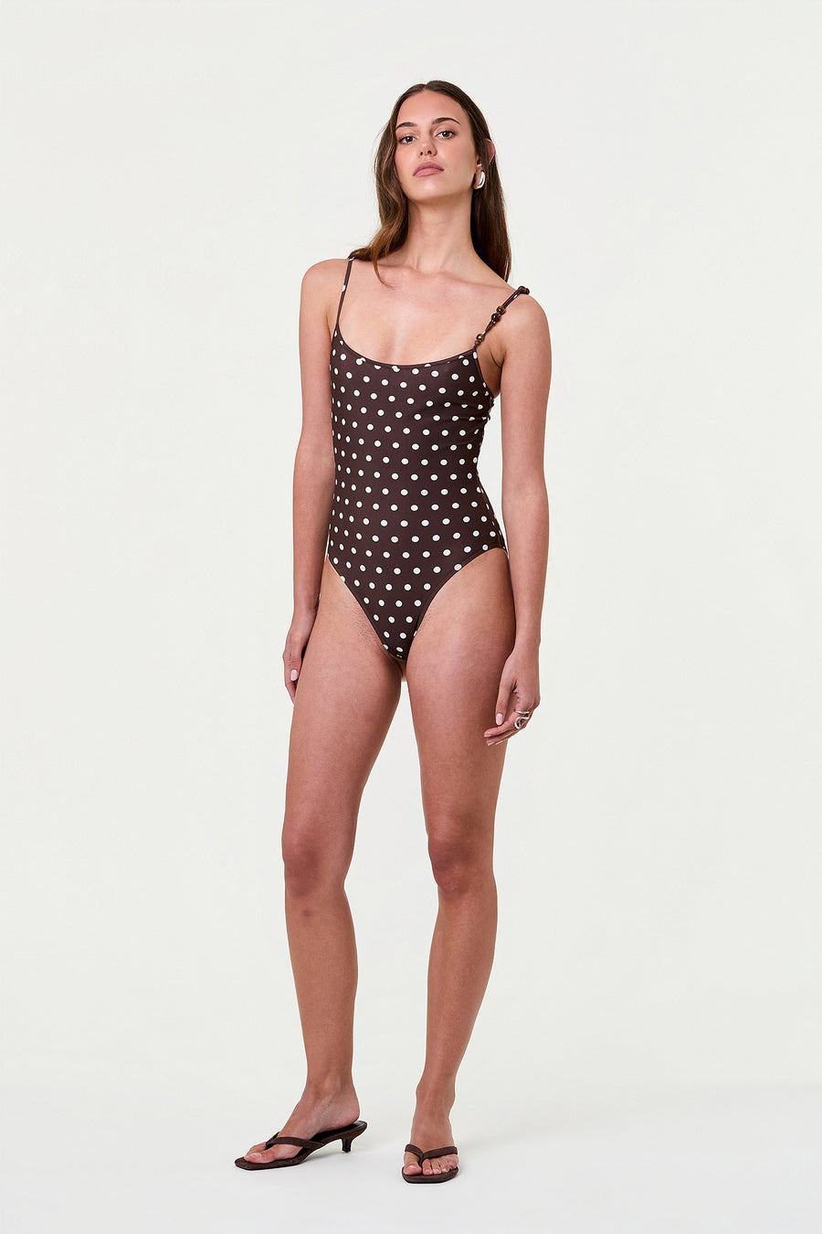 DIONE ONE PIECE SUIT - ESPRESSO IVORY POLKA DOT