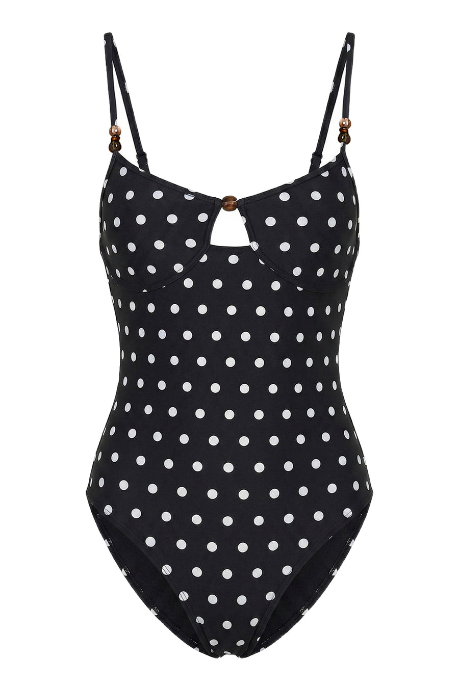 ANELA ONE PIECE SUIT - BLACK IVORY POLKA DOT