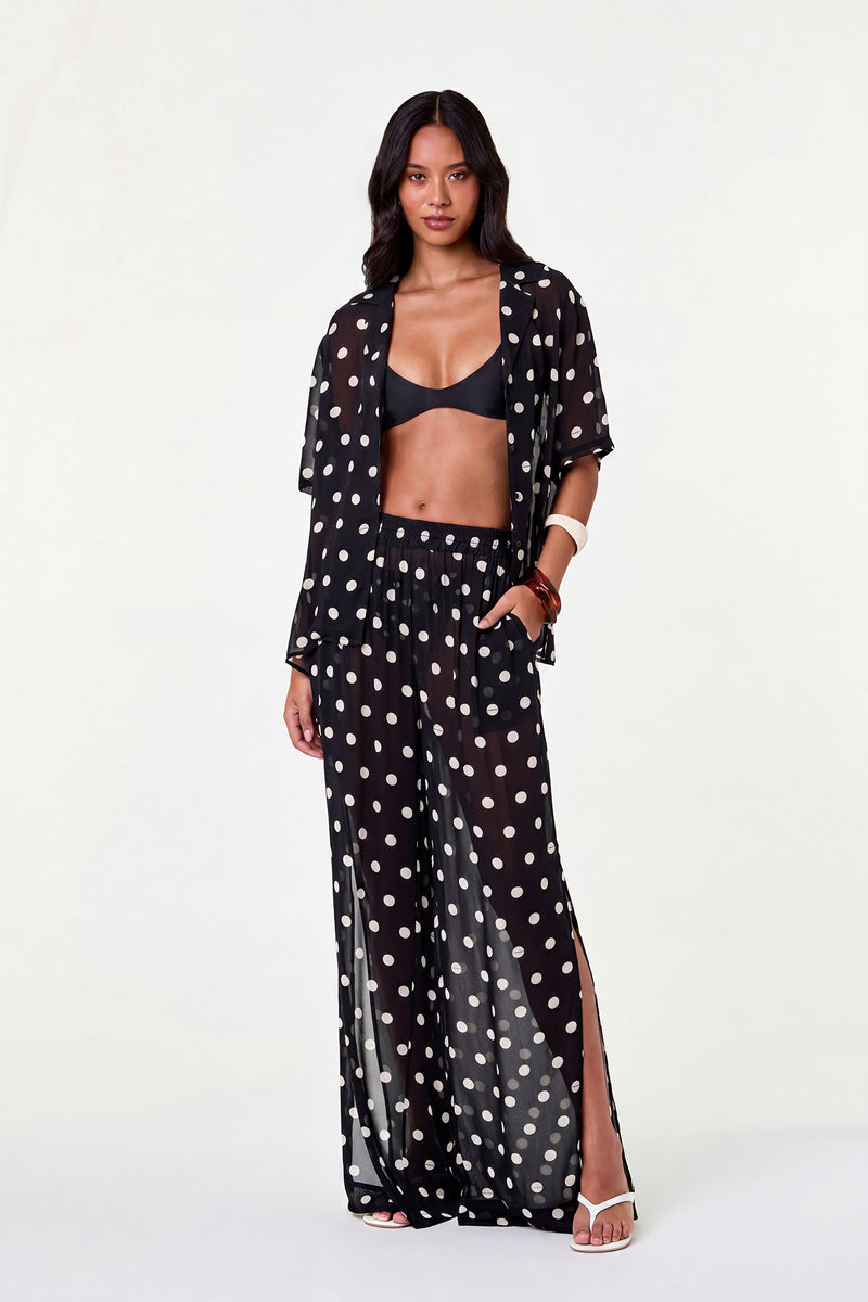 LISE PANT - BLACK IVORY POLKA DOT