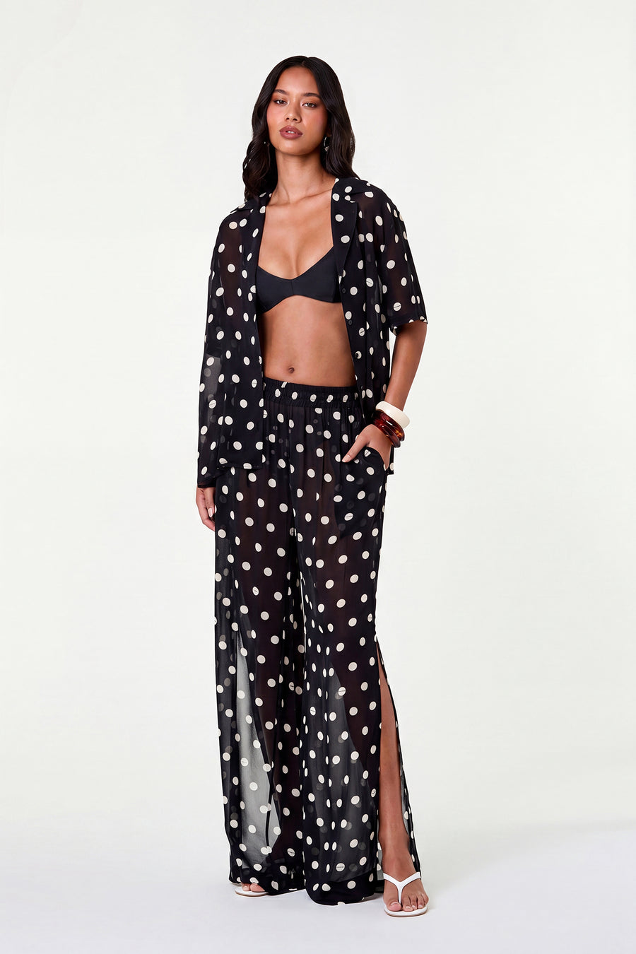 LISE PANT - BLACK IVORY POLKA DOT