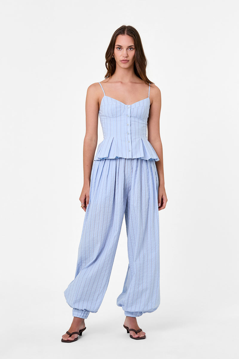 STACI TOP - BLUE MULTI STRIPE