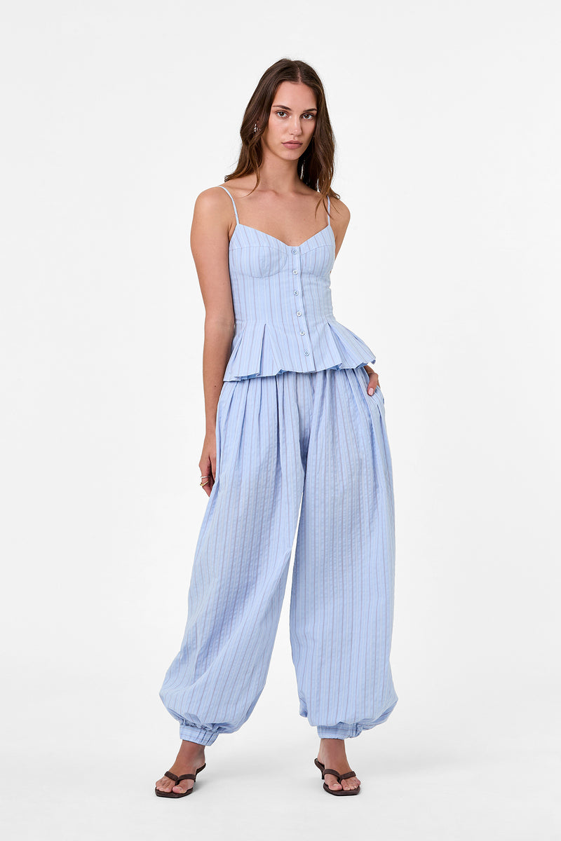 STACI TOP - BLUE MULTI STRIPE