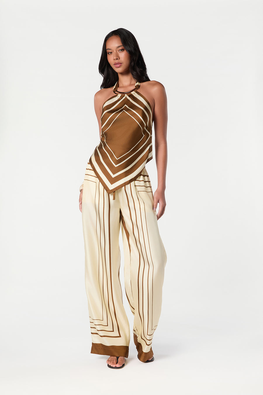 SANDRA PANT - IVORY SPICE SCARF PRINT
