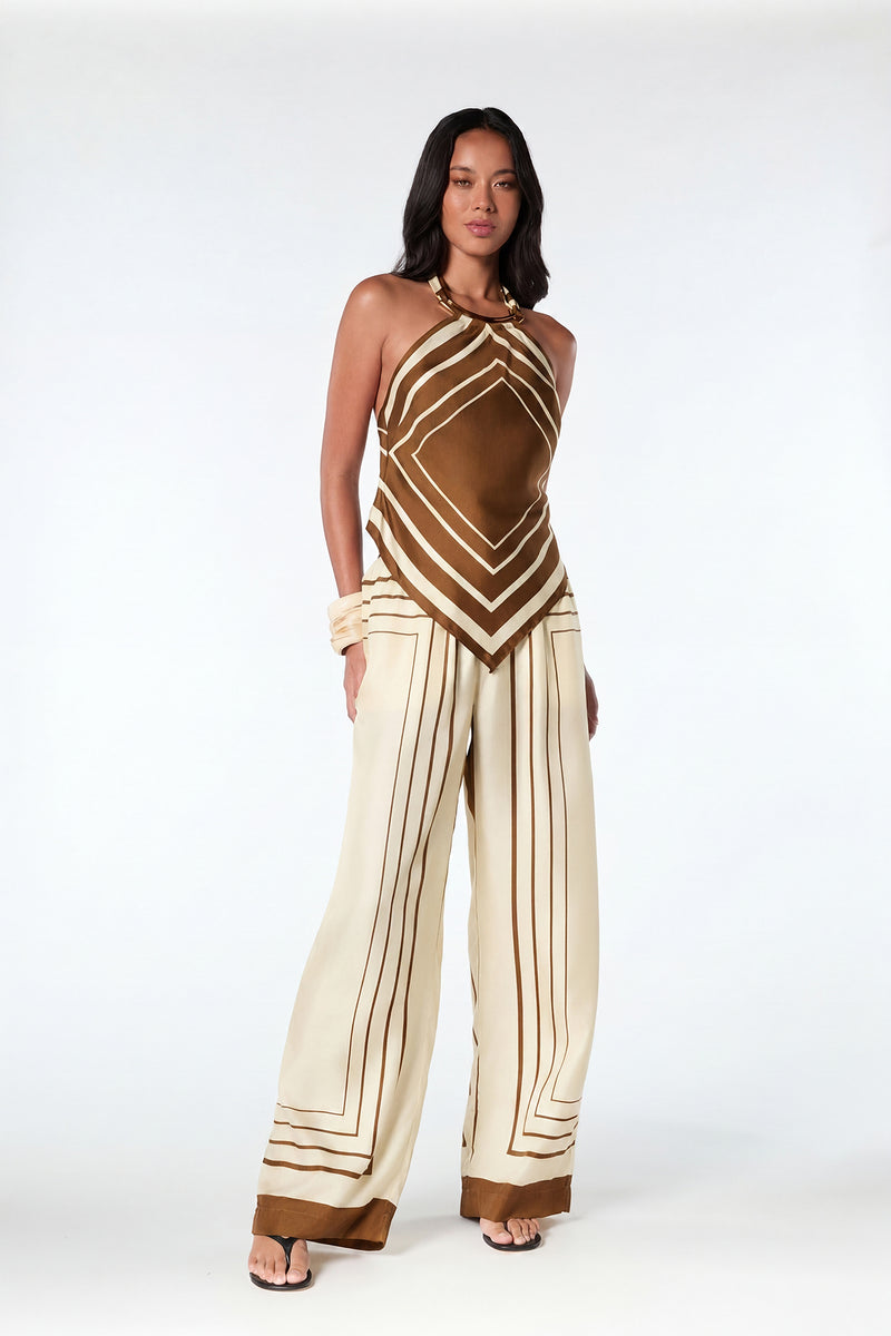 SANDRA PANT - IVORY SPICE SCARF PRINT