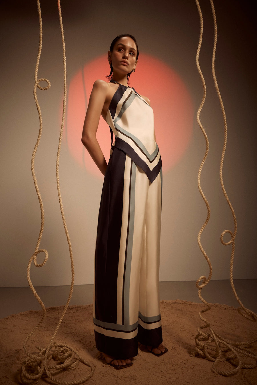 SANDRA PANT - ATHENS SCARF SKY