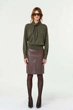 VEDA TIE NECK SWEATER - OLIVE