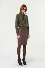VEDA TIE NECK SWEATER - OLIVE