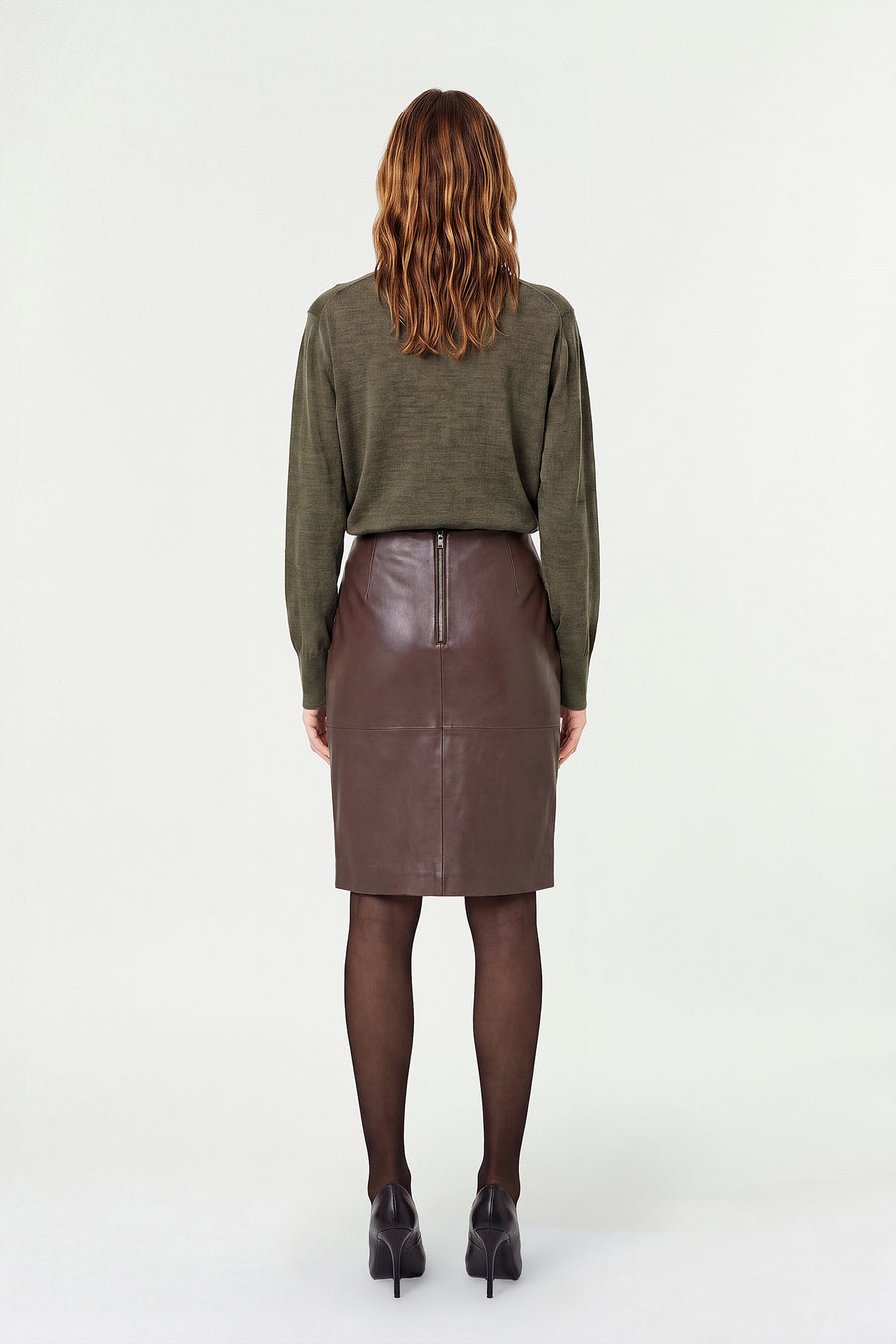 VEDA TIE NECK SWEATER - OLIVE