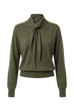 VEDA TIE NECK SWEATER - OLIVE