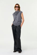 WILLA SLEEVELESS CARDIGAN - CHARCOAL