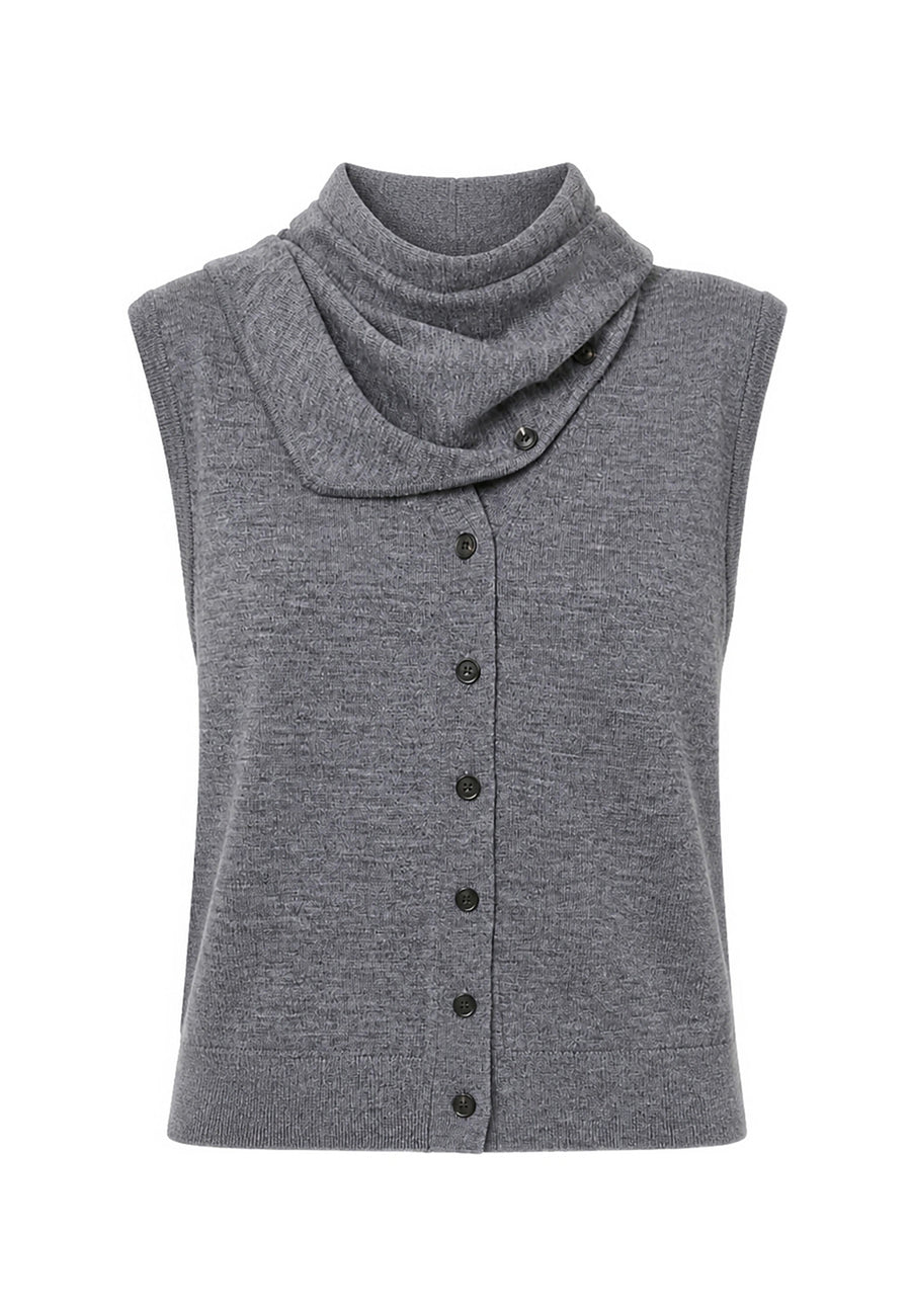 WILLA SLEEVELESS CARDIGAN - CHARCOAL