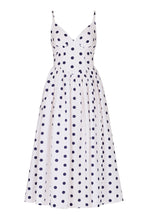 BECKER DRESS - IVORY NAVY POLKA DOT
