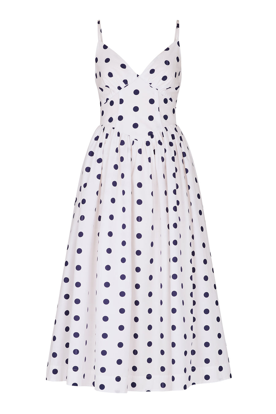 BECKER DRESS - IVORY NAVY POLKA DOT