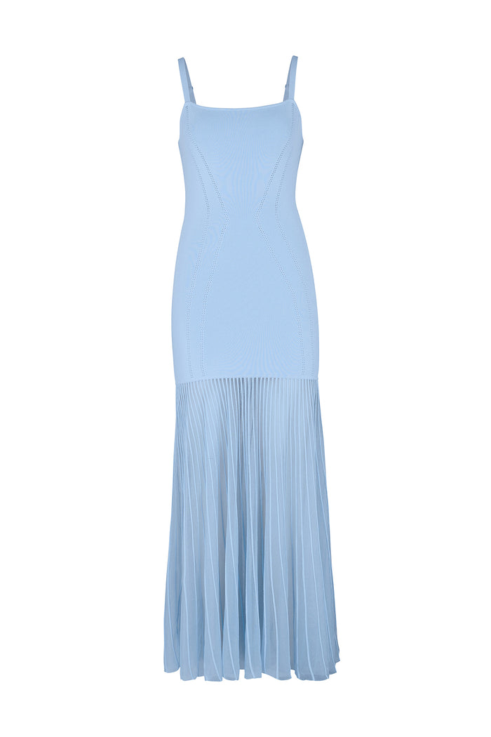 【新品】Pleated Open Shirt Dress sky Herlipto Pleated Open Shirt Dress sky M