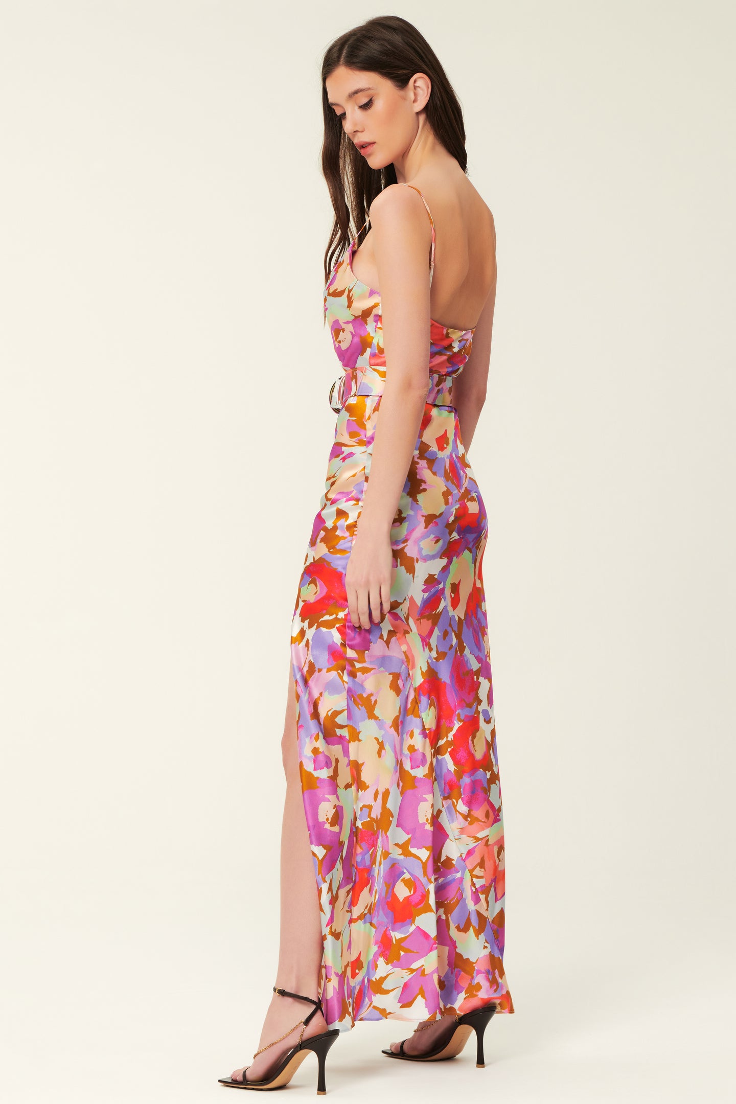 Simone Cowl Neck Dress - Abstract Floral