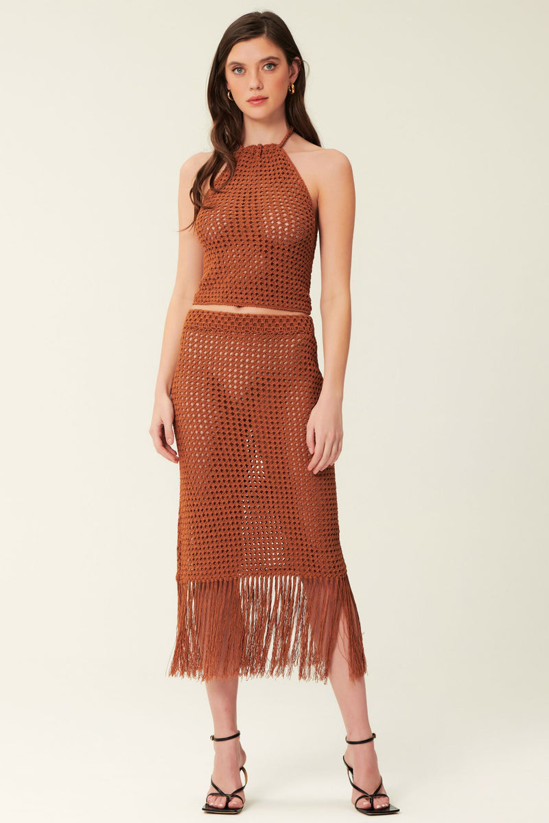 Holly Crochet Halter Top - Russet