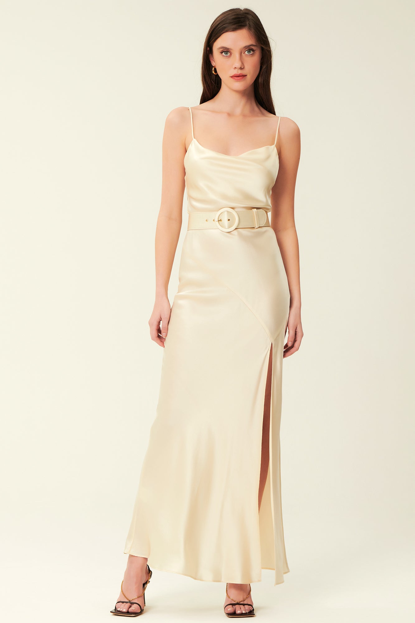 Simone Cowl Neck Gown - Milk