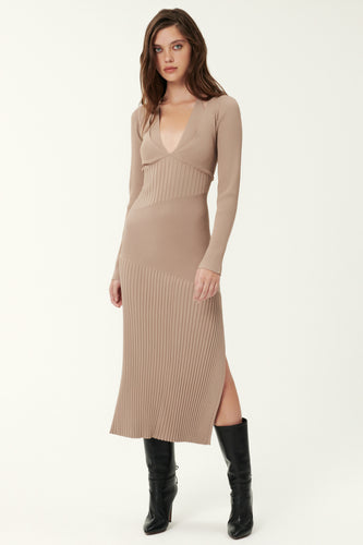 Althea Rib Knit Dress - Fog