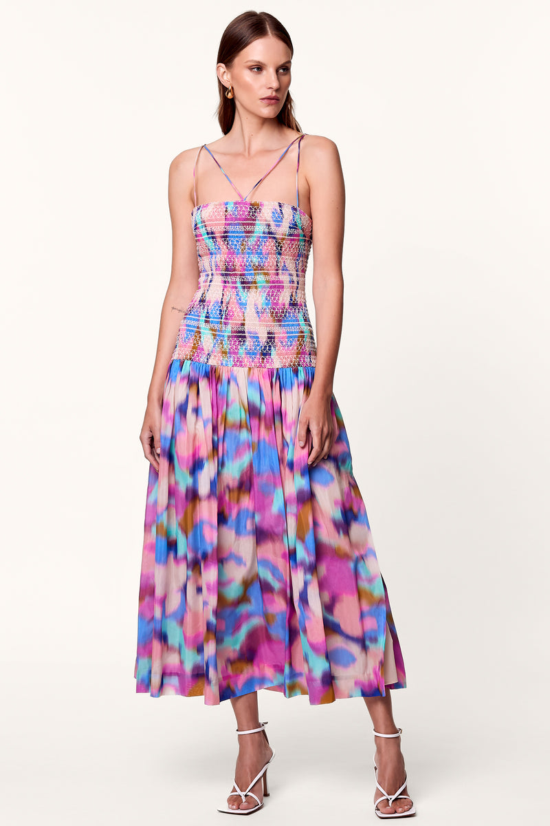 Nicholas smocked panel dress cheap
